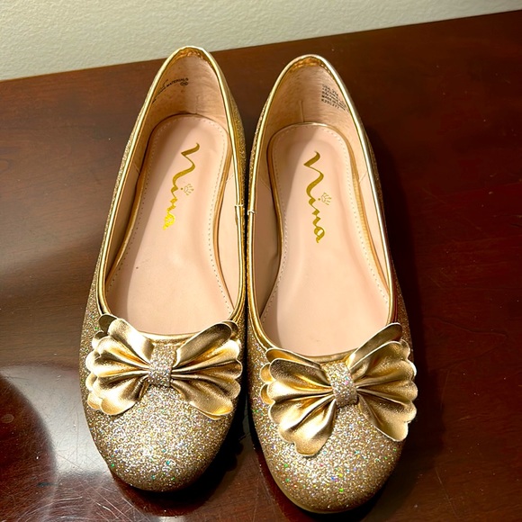 Nina rose gold ballet slipper with bow - Picture 1 of 4